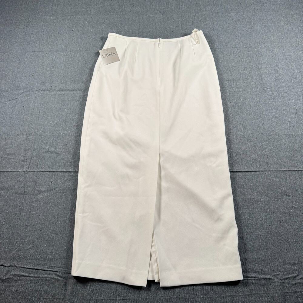 Kasper Womens Stretch Crepe Column Midi Skirt Vanilla Ice White Cream NWT